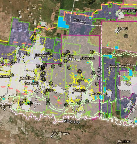 Map of drainage and irrigation districts and infrastructure in the Rio Grande Valley. TRLA, 2021.
